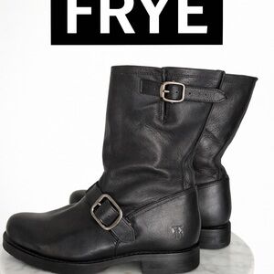 Frye Black Leather Harness Engineer Boots Size 9 Made in Mexico